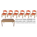 Set přír. stůl obdélník v.58 cm+bar. židličky 34cm