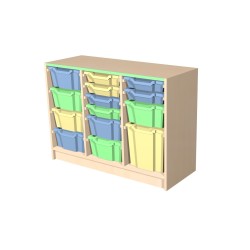 Skříňka s plastovými boxy