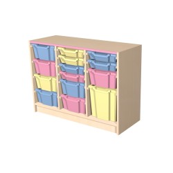 Skříňka s plastovými boxy